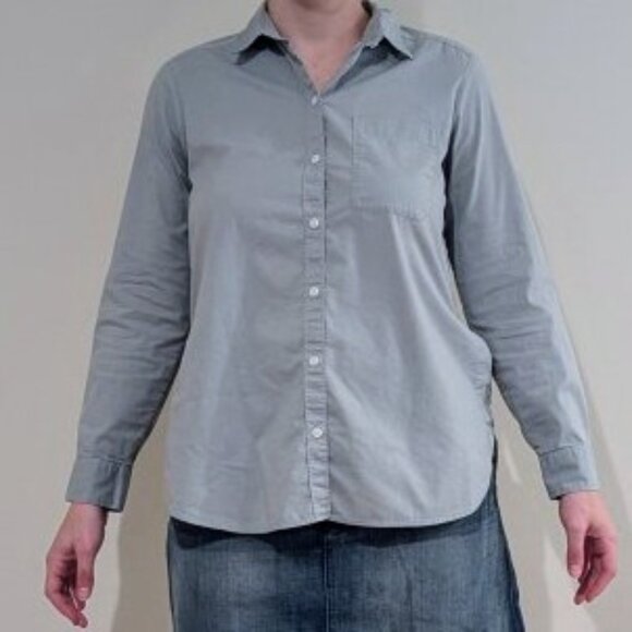 Eddie Bauer Tops - Eddie Bauer Travex Long Button Up Travel Shirt Blue and White Stripes, Medium